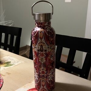 Chico's Burgundy and White Patterned Thermos/Water Bottle